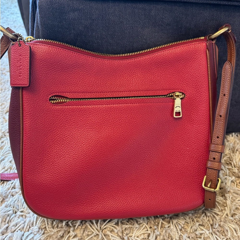 Like New Coach Chase Red Leather Crossbody Bag - Picture 2 of 6